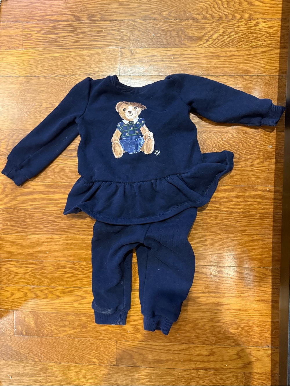 Ralph Lauren Blue Label Navy Bear Peplum Pajama Set